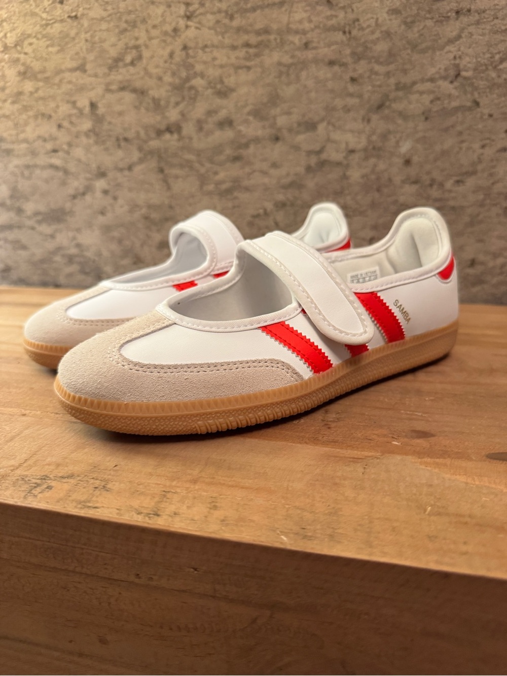 Adidas Samba Jane J Mary Jane White Red Gum 5Y / Women’s 6.5
